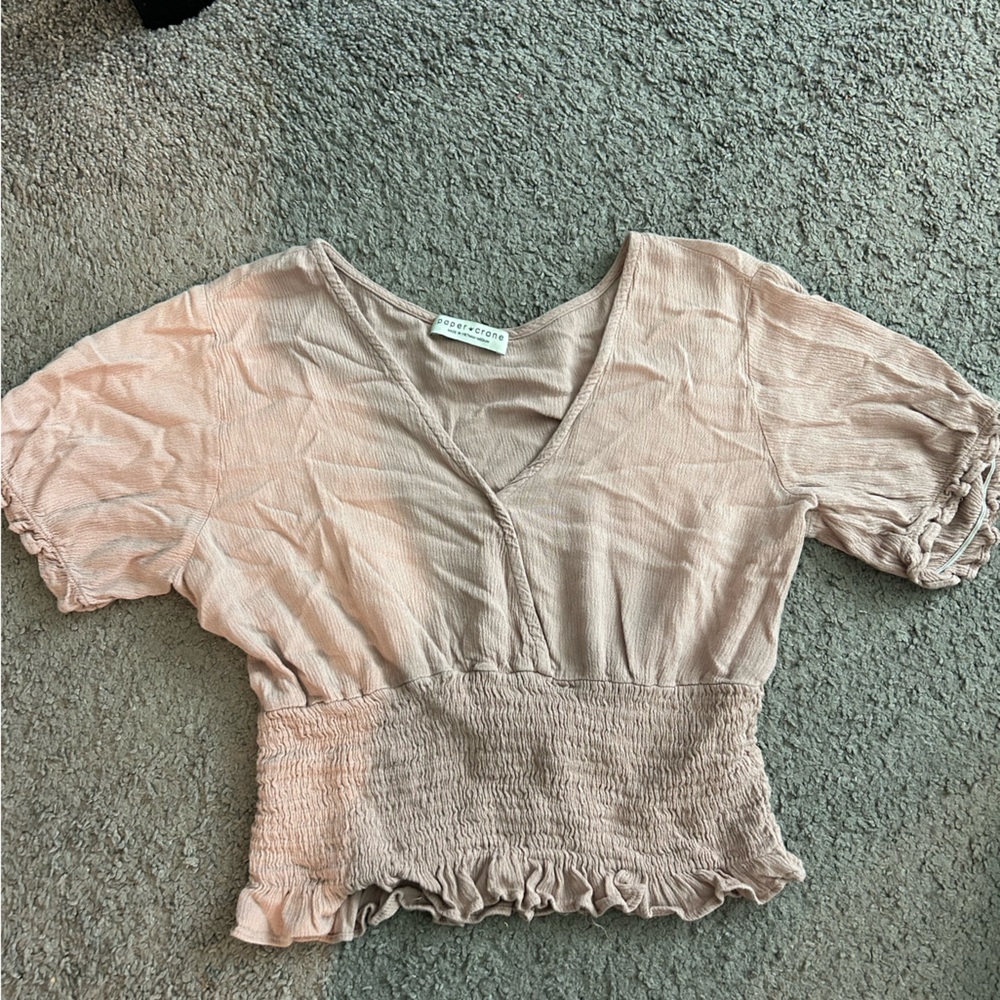 Pink Ruffled V-Neck Top